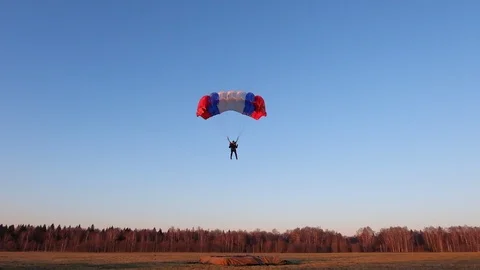 Skydiving. Accurate landing. Video stock 98656286
