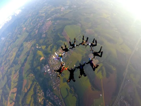 Skydiving acrobatics 4K video Stock Footage