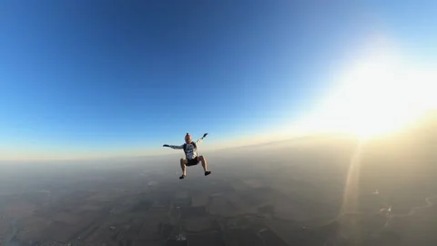 Skydiving, acrobatics in the sky, a man in free fall Stock Footage 195500275
