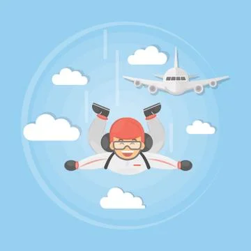 Skydiving active sport. Stockillustratie
