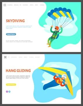 Skydiving and Hang Gliding Activities of Men Illustration