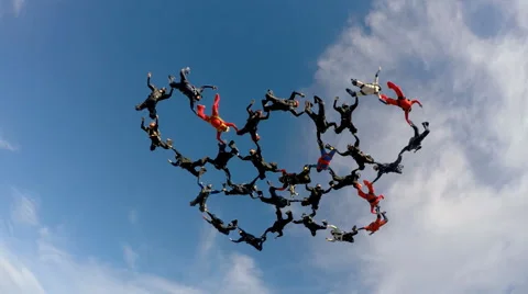 Skydiving Big way slow motion low angle Stock Footage 69071603