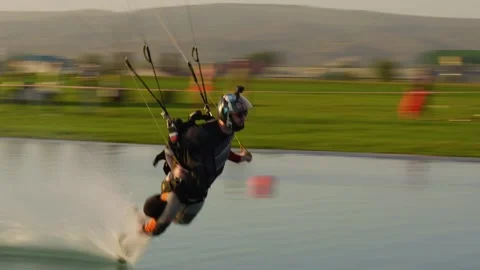 Skydiving. Canopy piloting (swoop). Stock Footage 319620145