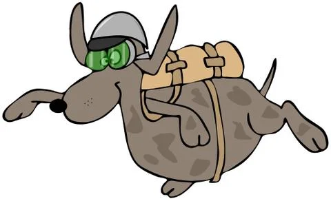 Skydiving dog Stock Illustration