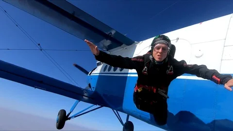Skydiving exit from the plane Stock Footage