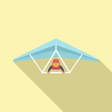 Skydiving fly icon flat vector. Hang glider Stock Illustration