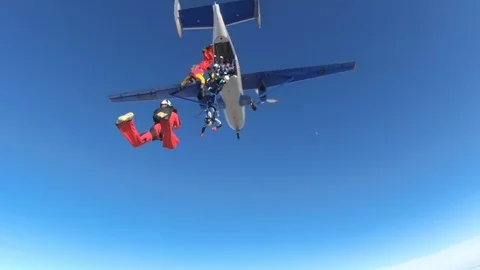 Skydiving. Formation exit. Stock Footage 86800006
