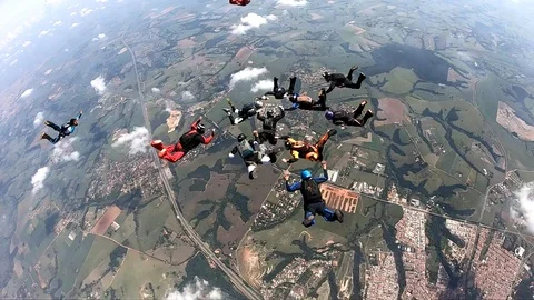 Skydiving formation group Slow Motion Vidéo 108010851