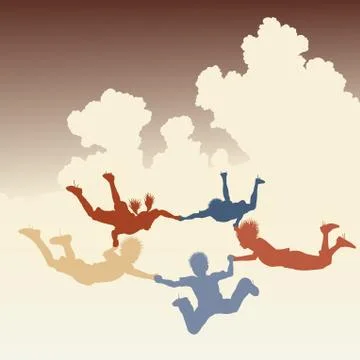 Skydiving friends Stock Illustration
