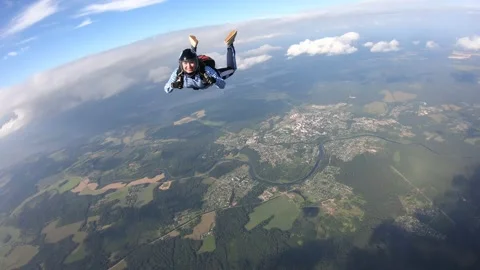 Skydiving. Girl. Stock Footage 137151043