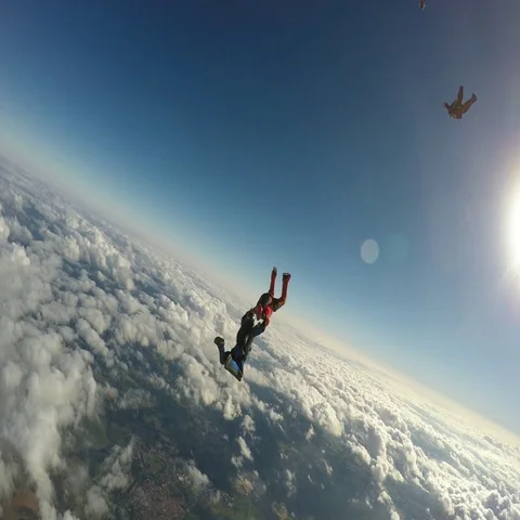 Skydiving group challenge formation Stock Footage 69304418