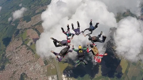 Skydiving group formation Stock Footage 103288572