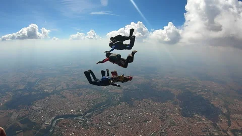 Skydiving group formation Stock Footage 146714810