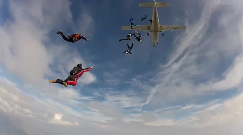 Skydiving group having fun Stock Footage 54178744