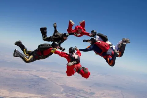 Skydiving group Stock Photos