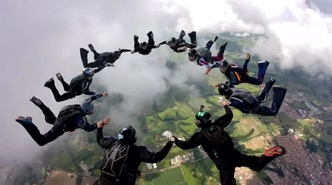 Skydiving group star Stock Footage 54175932