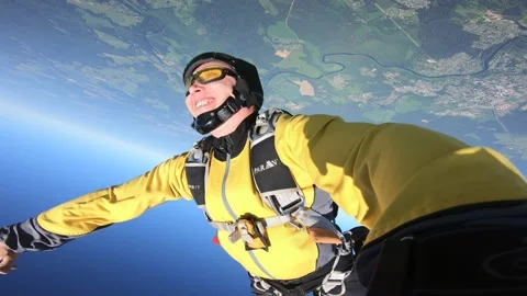Skydiving. Happy man. Video stock 156170787