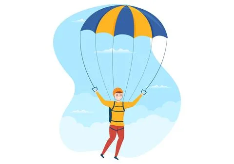 Skydiving Illustration with Skydivers use Parachute and Sky Jump for Outdoo.. Stock Illustration