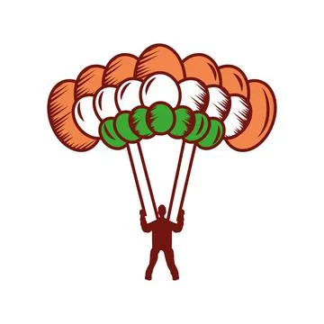 Skydiving with indian flag Stockillustratie