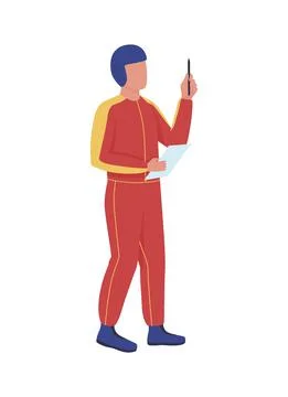 Skydiving instructor semi flat color vector character Stock Illustration