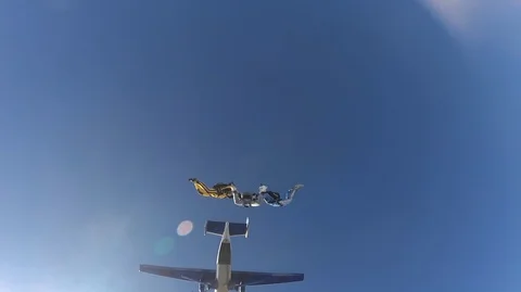 Skydiving. Instructors  and student. Full video. Stock Footage 94040527