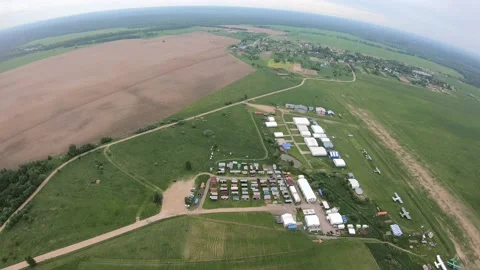 Skydiving. Landing. First-persin view. 스톡 동영상 154987929