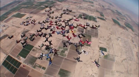 Skydiving large group formation Stock Footage 58569551