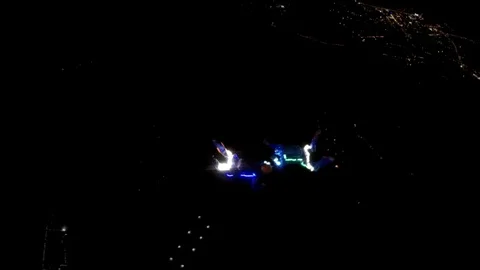 Skydiving. Nught jump. Slow motion. Video stock 87107064