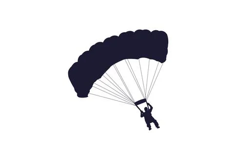 Skydiving or paragliding silhouettes vector Stockillustratie