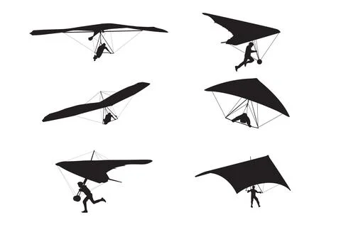 Skydiving or paragliding silhouettes vector Stockillustratie