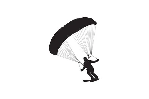 Skydiving or paragliding silhouettes vector Stockillustratie