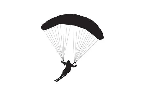 Skydiving or paragliding silhouettes vector Stockillustratie