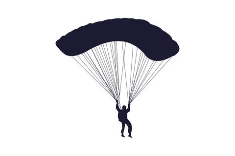 Skydiving or paragliding silhouettes vector Stockillustratie