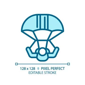 Skydiving outdoor activity light blue icon Stock Illustration