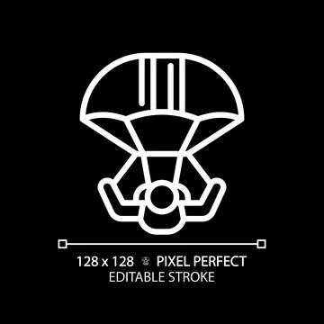 Skydiving outdoor activity white linear icon for dark theme 스톡 일러스트