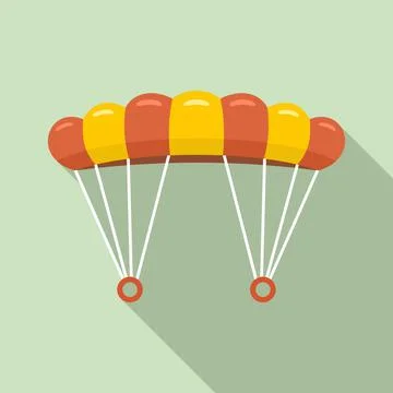 Skydiving parachute icon, flat style Illustrazione stock