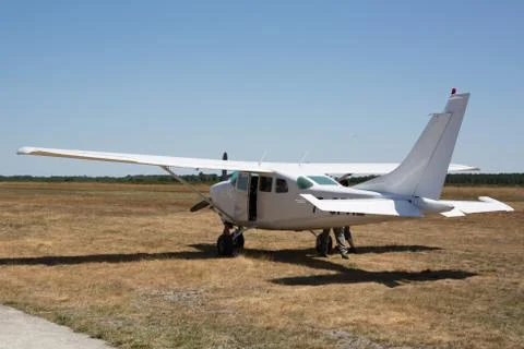 Skydiving plane. After landing . Stock Photos