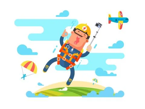Skydiving sport flat Illustration