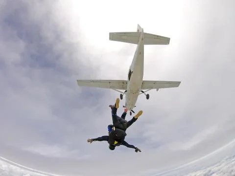 Skydiving tandem cloud day Stock Photos