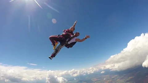 Skydiving, tandem jump. Video stock 79285546