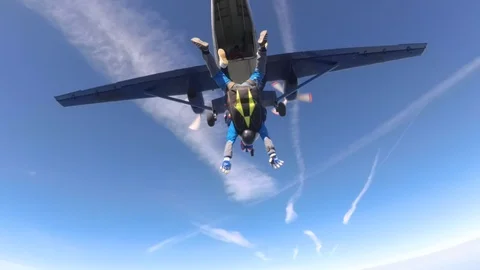 Skydiving. Tandem jump Stock Footage 90953944