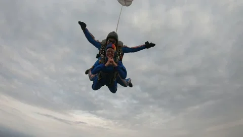Skydiving. Tandem jump Stock Footage 138818131