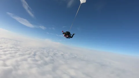 Skydiving. Tandem jump Stock Footage 147608001