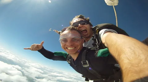 Skydiving Tandem jump from the plane Stock Footage 59996565