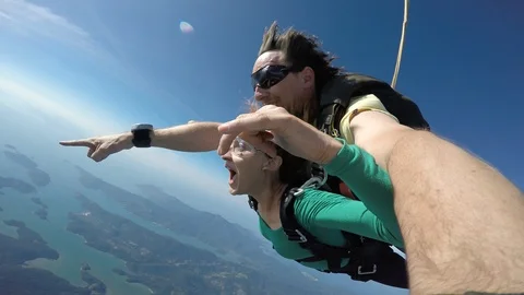 Skydiving tandem selfie 4K 스톡 동영상 90827114