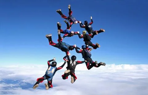 Skydiving team 8 way Foto stock