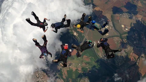 Skydiving team making a formation. Stock Footage 169666266