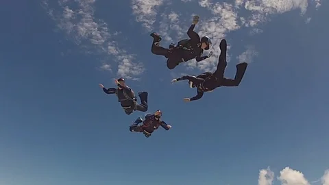 Skydiving team separation Stock Footage 78586087