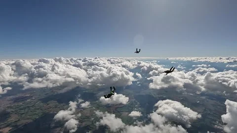 Skydiving team work big way cloudscape Stock Footage 303016513