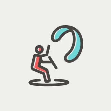 Skydiving thin line icon 스톡 일러스트